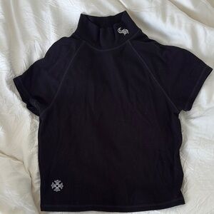 Chrome hearts Black Short Sleeve Turtleneck Top